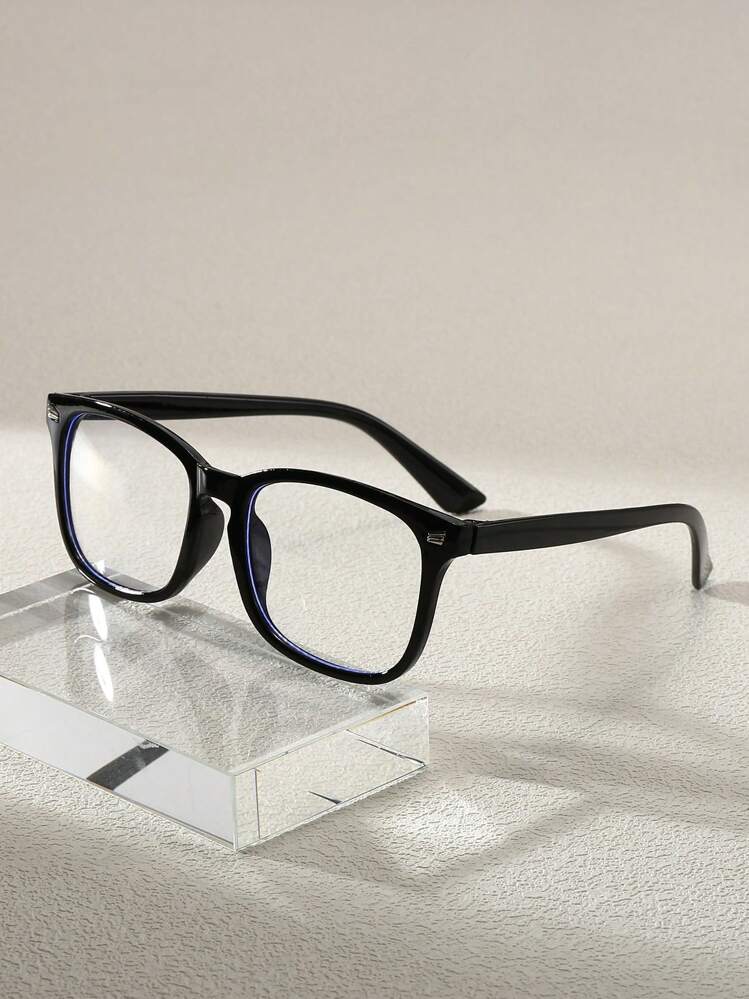 1 pieza Gafas de montura cuadrada negra clásica de alta calidad, unisex - Negro - Añade 1