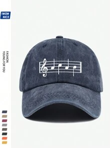 Stylish Musical Baseball Cap, Music Notes Printed Casual Trucker Hat, Unisex Hip Hop Guitar Party Sun Hat For Men And Women, Comfortable Breathable Adjustable Vintage Curved Brim Hat, Suitable For Daily Casual, Outdoor, Beach, Hunting, Fishing, Music Festival, Easter, Father's Day, Mother's Day And Friends, All-Season Accessory