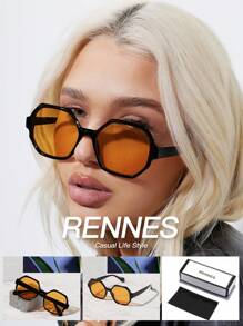RENNES 1 件女士亚克力纯色休闲多边形时尚眼镜，适合度假出游和日常生活装扮 - 彩色 - 查看 8