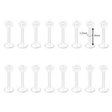 16G Clear UV Flexible Acrylic CZ Gem Labret Monroe Lip Ring Tragus Helix Cartilage Earring Stud Barbell Body Piercing Jewelry 11-16pcs - Silvery-a - View 5