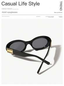 1 PC Women's Light Luxury Vintage Oval Frame Fashion Black Eyeglasses For Holiday Outing, Holiday Gifts And Work Commuter Use