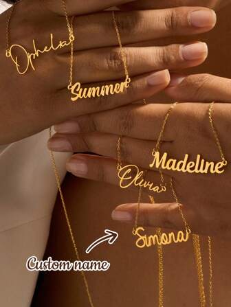 1 stuk gepersonaliseerde roestvrijstalen naamplaatjeketting, gepersonaliseerde roestvrijstalen halssieraden, accessoire, cadeau voor bruidsmeisje, mode, uniek cadeau voor hem, familie, vrienden, haar, vriendin, moeder, dochter, unisex, casual, op maat gemaakt, gepersonaliseerd, uniek, op maat gemaakt, ideale cadeaus voor hem, ideale cadeaus voor haar, haar, vriend, vriendin, familie, vrienden, vakantiegevoel
