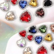 1/5/10 piezas Botones de cristal con forma de corazón y rectangular, Aplicaciones de strass de acrílico para accesorios de ropa DIY - Multicolor - Ver 10