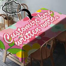 One Customizable Floral And Flamingo Pattern Tablecloth, Made Of Polyester Knit Fabric, Machine-Made, Can Customize Family Blessing Text, Perfect Home And Dining Decor Gift, Suitable For All Seasons - Multicolor - View 48