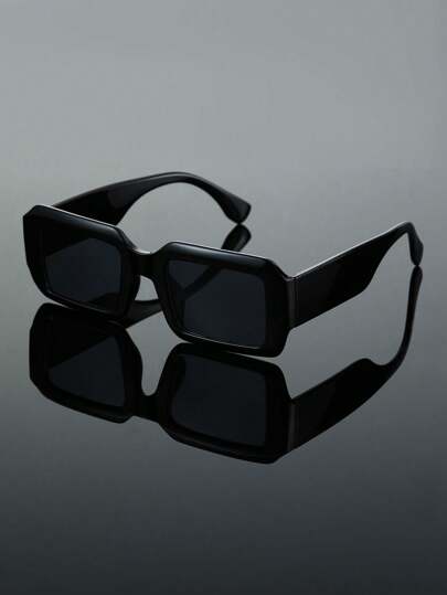 1/3-4pcs Plastic Rectangle Wide Edged New Advanced Classic Chunky Elegant Portable Modern Simple Style All-Match Shades Basics Fashion Eyeglasses For Business Street Snap Travel Driving Suitable For All Face Shapes Decoration