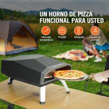 NOVANGUA Horno para pizza de gas, Horno de pizza portátil de 12", acero inoxidable, con termómetro incluido, control de temperatura ajustable, piedra para pizza giratoria, apto para exteriores - 1 - Ver 4