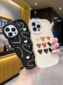 3件套心形图案软硅胶手机壳，多巴胺主题，黑色、白色、粉色可选，兼容 17/17 Air/17 Pro/17 Pro Max，兼容 11、13、14、15、16以及Galaxy手机，国际版，非国内版。 - 彩色 - 查看 6