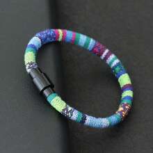 Pulsera de cuerda 2025 para hombres de 6 mm, brazalete de tejido bohemio negro para muñequera y joyería