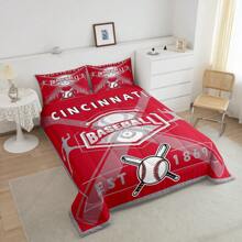 Erosebridal 2/3 Pcs Basketball Baseball Comforter Set For Teens Adults, Cozy Ball Games Bed Set Sports Theme Bedding Set, Soft And Comfortable Baseball Player Quilt Set - Home Guest Room Bedroom Decor For Birthday & Festival Presents, Microfiber(Machine Washable)