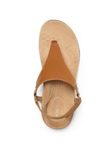 Women's Flat Sandals, Walking Sandals With Arch Support 0.78-Inch Heel Comfortable Soft Cushion Summer Casual T-Strap Thong Sandals Shoes - 咖啡棕 - 查看 9