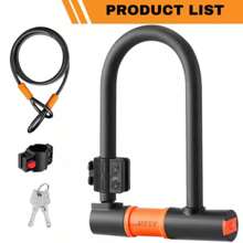 1 Set U Shaped Bike Lock With Two Keys 1.2M Heavy Duty Cable With Bracket Bike D Lock With Steel Cable And Keys - Black - View 9
