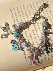 1 件友谊手链、音乐钢琴手链、动物蛇手链、复古迪斯科球手链 - 銀色 - 查看 4