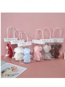 10pcs Cute Bear Towel Gift Set With Transparent Bag - Ideal For Valentine's Day, Wedding, Birthday, Mother's Day And Christmas Party Gifts Home Bathroom Decor Fall Decor Back To School For Beauty Salon Home Bathroom - Multicolor - View 8