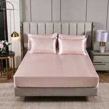 Satin Comforter Set 7 Pieces Queen Size Bed In A Bag Luxury Polyester Satin Bedding Set With Comforter Pillowcases And Sheets Sets Pompoms Design Super Soft Silky Bed Set For All Season - 藕粉色 - 查看 7