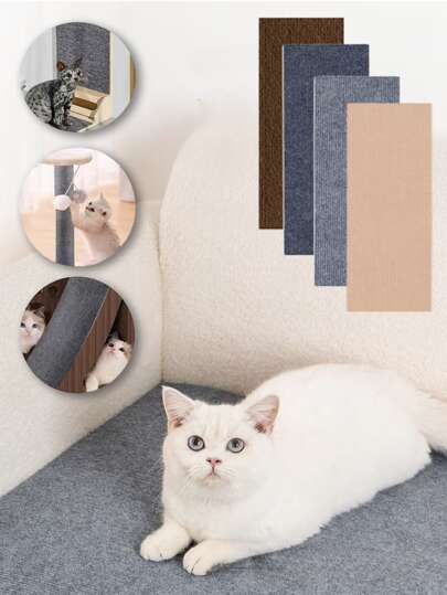 1pc Cuttable Self-Adhesive Cat Scratch Pad, Cat Scratch Board, Pet Anti-Scratch Mat, Wall-Mounted Sofa Protector, Cat Tree Pad, Indoor Cat Activity Mat, Cat Scratch Alternative, Sofa And Furniture Protector