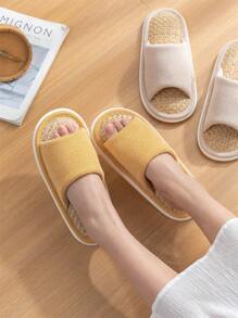 Pantofole da donna con punta aperta, base in corda di erba intrecciata traspirante, pantofole da interno/casa per coppie, ideali per primavera ed estate
