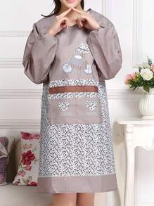 Women's Long Sleeve Apron - Modern Lightweight Kitchen Apron, Stain Protection