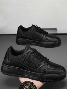 Zapatillas casuales para hombre, Zapatillas de tenis para hombre, Zapatos Casuales de Suela Gruesa Para Hombre,Zapatillas deportivas casuales negras versátiles para jóvenes con plataforma gruesa y suela elevadora.Zapatos deportivos de Que Aumentan La Altura - Negro - Ver 5