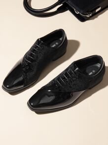 Men's Dress Shoes Classic Lace-Up Caden Glossy Velvet Formal Oxford For Business Dinners  Parties Cocktail Events Weddings  Valentine's Day Gifts - màu đen - Xem 9