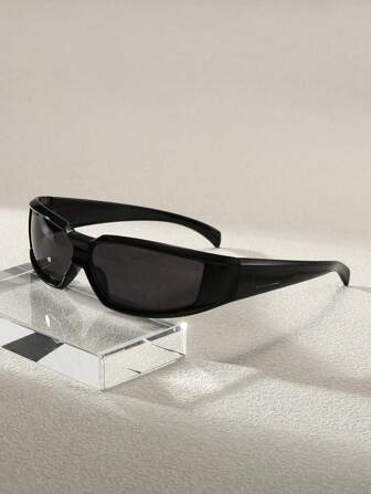 1 件时尚男女通用黑色未来 Y2K 未来主义风格眼镜，适合夏季海滩和运动，适合夏季海滩度假、户外、旅行