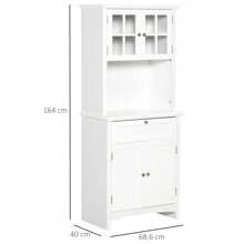 HOMCOM HOMCOM Aparador Alacena de Cocina Mueble Auxiliar para Microondas con 2 Armarios y Cajón 68,6x40x164 cm Blanco