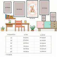 1 Pc Framed Vintage Bear Nursery Wall Art, Girl Nursery Decor, Pink Wall Art Canvas Poster Painting Wall Decor for Bedroom Living Room - Rosa Roja - Ver 5