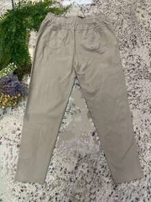 Women's Plusd Pants In Stretch Twill Fabric - Beige - View 2