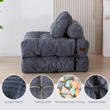 MAXYOYO Folding Sofa Bed, Convertible Sleeper Chair With Pillow Foldable Mattress With Back Support, Portable Fold Out Chair Bed Comfy Floor Sofa Lounge For Living Room Bedroom - 深灰色 - 查看 4