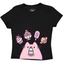 女士 The Cat 衬衫 The Cat Vintage Juniors 短款上衣 T 恤 - 黑色 - 查看 1