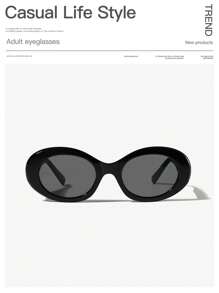 1 PC Women's Light Luxury Vintage Oval Frame Fashion Black Eyeglasses For Holiday Outing, Holiday Gifts And Work Commuter Use
