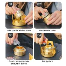 Camping Portable Mini Alcohol Stove Burner Adjustable Firepower Gasoline Stove Aluminum Alloy Bracket Ultralight Brass Stoves - Multicolor - View 6