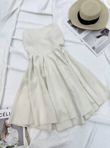 Vestido alfaiataria feminino tubinho sem mangas sem alças na moda