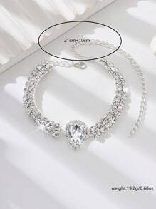 1 pieza Tobillera de doble capa con gota de agua decorada con rhinestones, con una vibra exótica y sexy, elegante joyería para mujeres