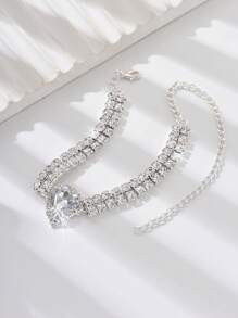 1 pieza Tobillera de doble capa con gota de agua decorada con rhinestones, con una vibra exótica y sexy, elegante joyería para mujeres