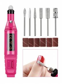 coscelia 电动指甲打磨机，迷你USB指甲打磨机，配有6个钻头和250个砂圈，粉色/黑色/白色指甲锉/卸甲抛光器，适用于亚克力指甲的凝胶指甲打磨机，指甲锉/打磨抛光器，去除老茧，适合家庭或美甲沙龙使用（砂圈随机发货）