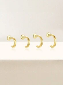 1PC 925 Sterling Silver Classic Chunky Stud 6-9mm Flat Back Sụn Helix Piercing Trang sức cao cấp cho trang phục hàng ngày Tiệc cưới Đính hôn Kỷ niệm Ngày lễ tình nhân - Vàng - Xem 3