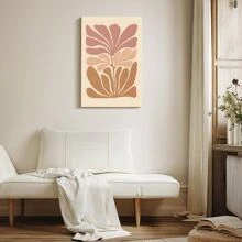 1pc Framed Canvas Poster, Abstract Botanical Warm Tone Wall Art Canvas Paintings, Ideal Gift For Bedroom Living Room Corridor, Wall Art, Room Decoration