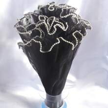 1 pièce Papier d'emballage à fleurs de 28 cm x 4 yards, tissu plissé en faux-perle. Fournitures de fleuriste pour les fêtes, les mariages, les anniversaires. Emballage cadeau, accessoires de bouquet de fleurs, emballage de fleurs fraîches pour la Saint-Valentin, la Fête des Mères