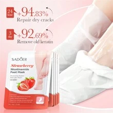 5双/包草莓烟酰胺足膜。紧致、保湿、柔滑细腻。抗皱紧致。消除足部皮肤皱纹和暗沉。去除并预防老茧。 - 彩色 - 查看 5