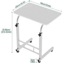 ECHIGOYA Escritorio para Laptop, Escritorio de pie móvil con Altura Ajustable, Mesa con Ruedas para Cama, fácil de Montar, Ideal para Oficina, Desayuno, café (60 x 40 cm,Negro Cepillado) - Blanco cálido - Ver 2