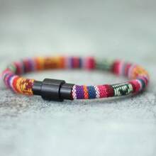 Pulsera de cuerda 2025 para hombres de 6 mm, brazalete de tejido bohemio negro para muñequera y joyería