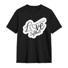 Love Softball Women's Cotton T Shirt Oversized Graphic Tee Short Sleeve Loose Shirt Casual Plus Size Top