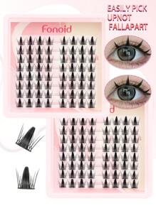 64 pièces Faux cils individuels personnels en manga, bouclés en C, naturels et doux, réutilisables, en grappe. Faciles à porter, à coller et à appliquer pour les débutants. Faux cils essentiels pour le maquillage