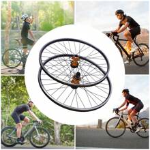 Rainaut 27.5" Golden Aluminum Alloy Mountain Bike Wheelset With Quick Release - Dual Six-Hole Disc Brakes, 441lbs Capacity, Easy Install, Mountain Bike Wheelset 69.9cm/27.5Inch, Aluminum Alloy Rim Disc Brake MTB Wheelset, Quick Release Front Rear Wheels Black Bike Wheels, Fit  Cassette Bicycle Wheelset - Black - View 2