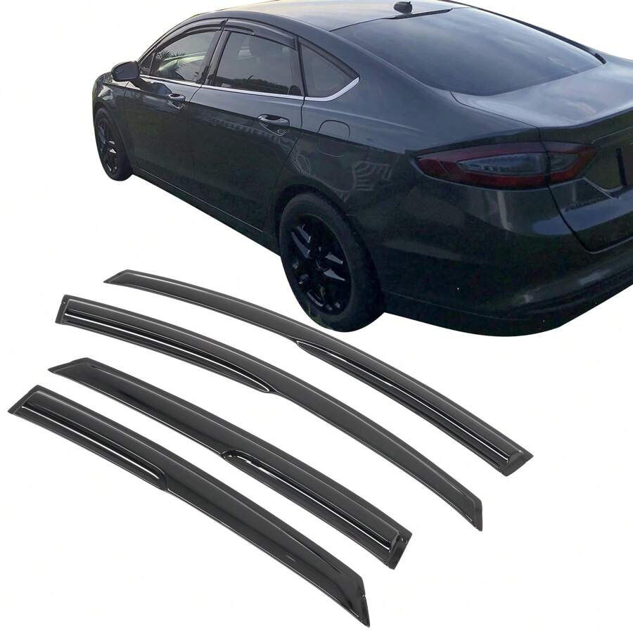 4PC Set Window Visors For 2013-2018 Fords' Fusion Window Rain Guards Smoked Aero JDM Wind Deflectors Stick On Sun Rain Wind Window Guards, A Useful Upgrade For The Valentine Season - Smoke/Tinted - View 1