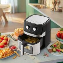 TUKAILAI 6.5L Air Fryer, 1700W Air Fryer With Rapid Air Circulation, Dual Knob 30-Minute Timer And 80-200℃ Temperature Control Visible Window Non-Stick Basket For Family Use Dishwasher Friendly - UK Plug(220-240V) - View 3