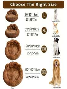 1pc Bear Paw Plush Pet Mat Plush Bear Paw Pet Bed - Polyester PP Cotton Filling, Machine Washable Easy Care, Non-Slip Design, Soothing Anxiety Warm Soothing Donut Bed Bear Paw Shape Pet Bed - Super Soft Cat & Dog Soothing Bed, Suitable For All Seasons, Super Soft Plush Bear Paw Shape, Perfect Choice For All Kinds Of Pets - 咖啡棕 - 查看 2