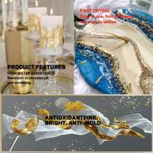 50ML/100ML/ Golden Foil Adhesive Kit - Water-Based Metallic Glue With Brush For Crafts, Painting & Art Projects - Gold - View 5