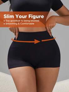 女士瑜伽短裤性感高腰提臀弹力健身运动热裤 - 黑色 - 查看 3