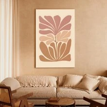 1pc Framed Canvas Poster, Abstract Botanical Warm Tone Wall Art Canvas Paintings, Ideal Gift For Bedroom Living Room Corridor, Wall Art, Room Decoration